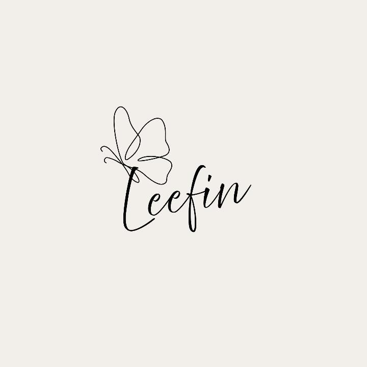 Minimal butterfly logo with elegant “Ceefin” typography on a beige background.